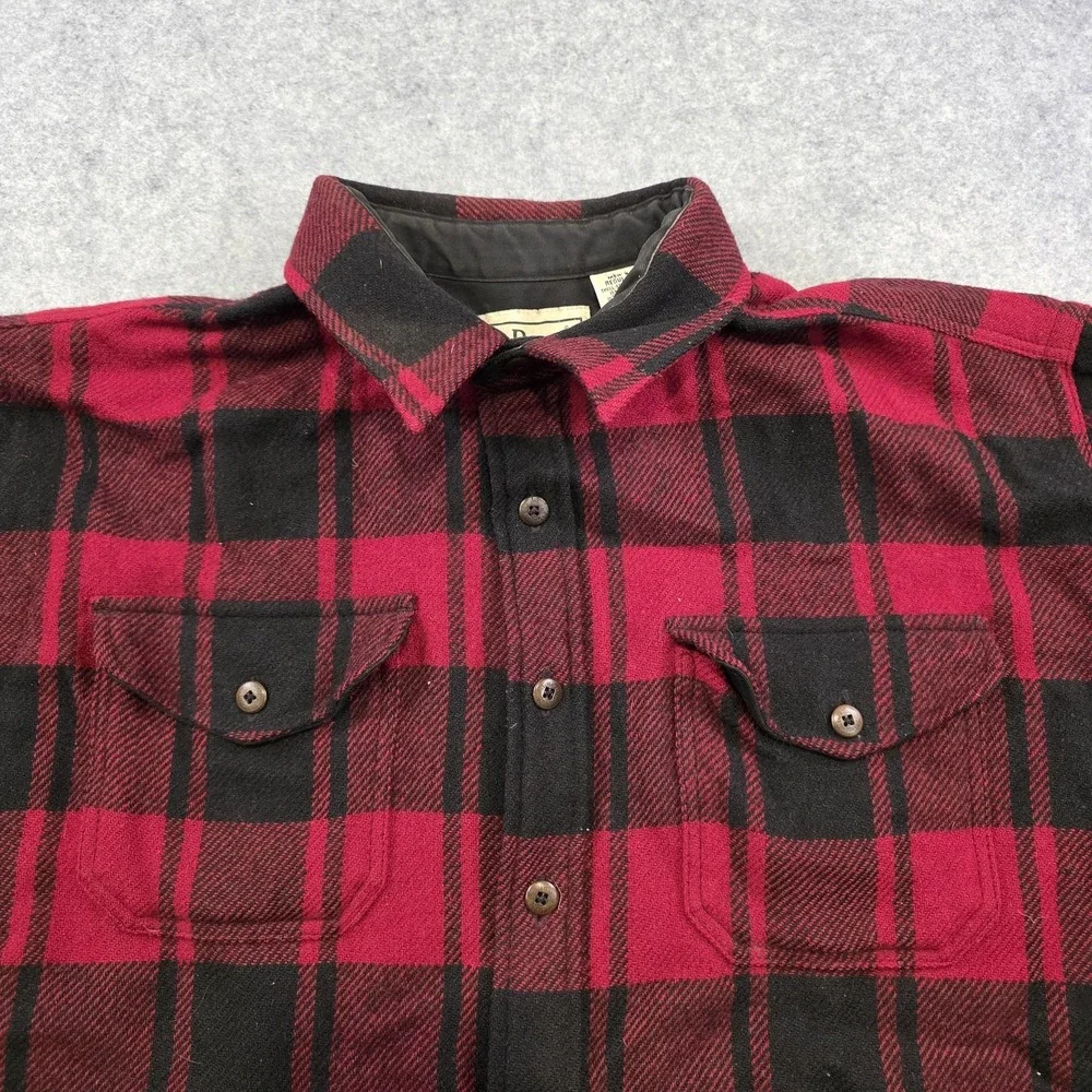 L.L. Bean Shirt Mens XL Red Plaid Long Sleeve Flannel Button Up Wool USA Buffalo